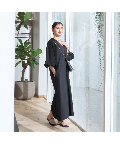 Rouge vif(ルージュヴィフ)の「【セットアップ対応】タックリラックスワンピース(ワンピース・レディース・モカ/ブラック・38/36)」の15枚目の写真