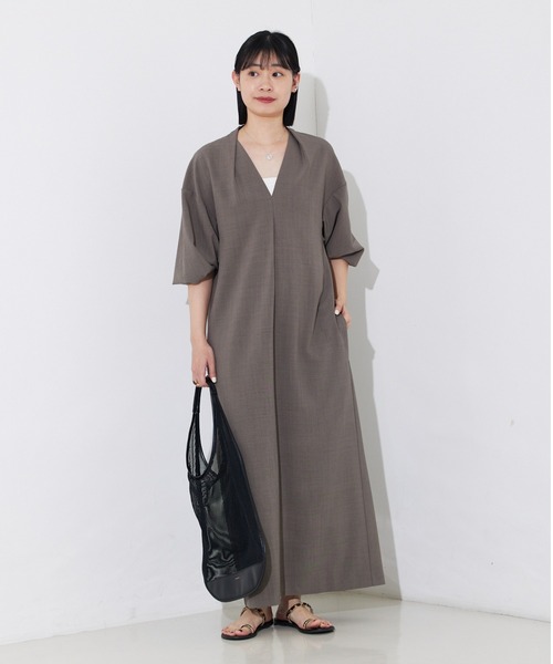 Rouge vif(ルージュヴィフ)の「【セットアップ対応】タックリラックスワンピース(ワンピース・レディース・モカ/ブラック・38/36)」の3枚目の写真