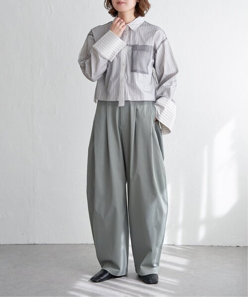 notch.(ノッチ)の「チュールレイヤードショートシャツ(シャツ/ブラウス・レディース・ストライプ/ブルー系・M)」の15枚目の写真