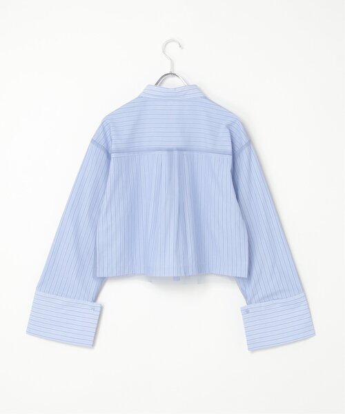 notch.(ノッチ)の「チュールレイヤードショートシャツ(シャツ/ブラウス・レディース・ストライプ/ブルー系・M)」の12枚目の写真