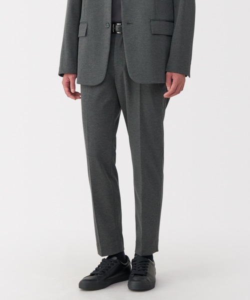 J5033 超美品 パパス カシミヤ混フラノストレッチ2タックパンツ 濃灰 52 J5033 超美品 パパス カシミヤ混フラノストレッチ2タックパンツ