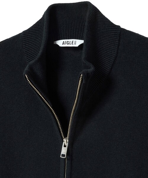 AIGLE(エーグル)の「コットンメリノセーター ダブルジップアップブルゾン / ドライバーズニット(カーディガン/ボレロ・メンズ・ブラック・L/M/S)」の10枚目の写真