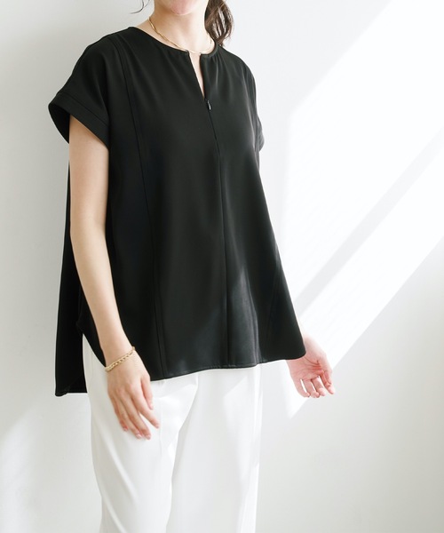 ブラウス シャツ フロント2wayジップステッチワークブラウス レディース フロント2wayジップステッチワークブラウス Emma Taylor