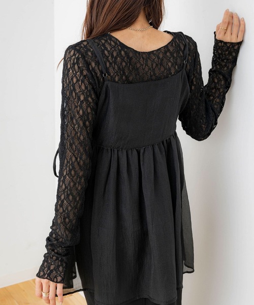 NOAHL(ノアル)の「【NOAHL】カシュクールシアーキャミトップス(キャミソール・レディース・アイボリー/ブルーグレー/ブラック・FREE)」の5枚目の写真