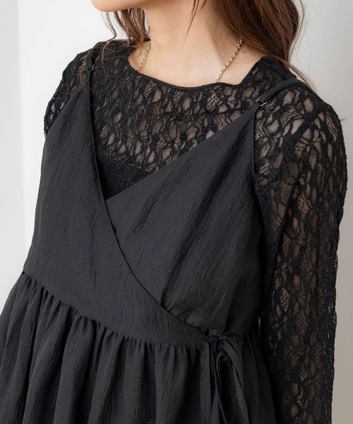 NOAHL(ノアル)の「【NOAHL】カシュクールシアーキャミトップス(キャミソール・レディース・アイボリー/ブルーグレー/ブラック・FREE)」の6枚目の写真