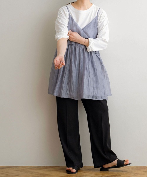 NOAHL(ノアル)の「【NOAHL】カシュクールシアーキャミトップス(キャミソール・レディース・アイボリー/ブルーグレー/ブラック・FREE)」の21枚目の写真