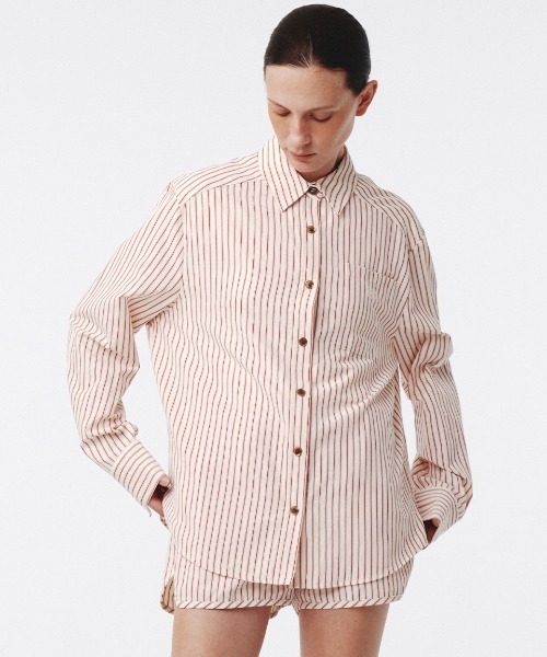 Kijun（キジュン）の「Kijun/キジュン Stripe Shirt シャツ（シャツ/ブラウス・レディース・イエロー系/レッド系・S/M）」の2枚目の写真