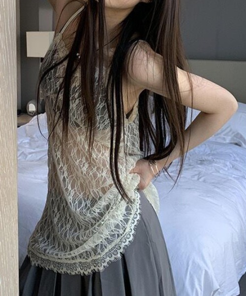 SHEENA(シーナ)の「シアーレースキャミソール(キャミソール・レディース・アイボリー・M)」の12枚目の写真