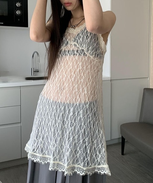 SHEENA(シーナ)の「シアーレースキャミソール(キャミソール・レディース・アイボリー・M)」の14枚目の写真