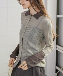 シーマリー襟付きカーディガン サイズ40 グレー