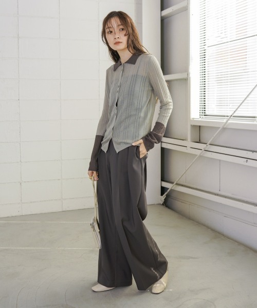 Bab（バブ）の「サマーニット襟付きカーディガン（カーディガン/ボレロ・レディース・ベージュ/チャコールグレー・FREE）」の7枚目の写真