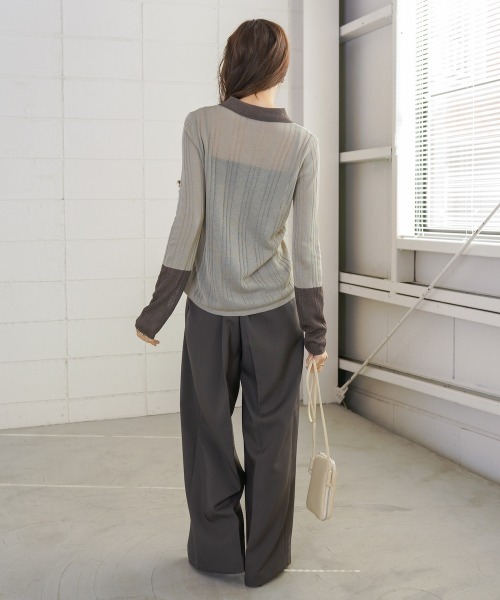 Bab（バブ）の「サマーニット襟付きカーディガン（カーディガン/ボレロ・レディース・ベージュ/チャコールグレー・FREE）」の10枚目の写真