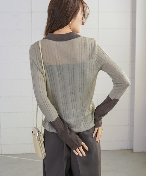 Bab（バブ）の「サマーニット襟付きカーディガン（カーディガン/ボレロ・レディース・ベージュ/チャコールグレー・FREE）」の11枚目の写真