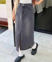 everycoco（エブリーココ）の「フロントスリットデニムロングスカート（デニムスカート）」