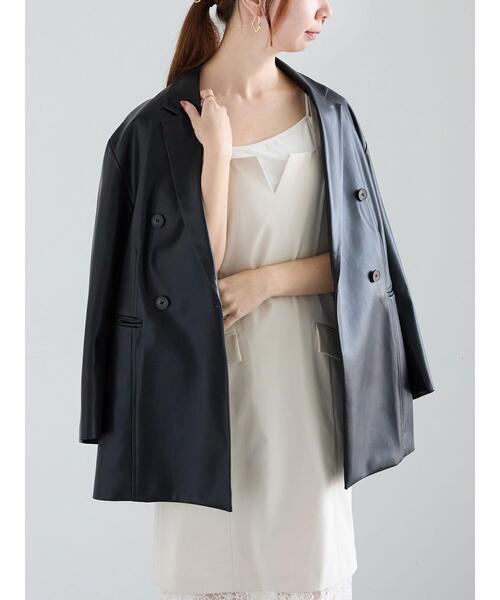 Te chichi(テチチ)の「ファブリックアソートオーバージャケット《2025spring catalog item》(ノーカラージャケット・レディース・ベージュ/ネイビー/ブラック・F)」の2枚目の写真