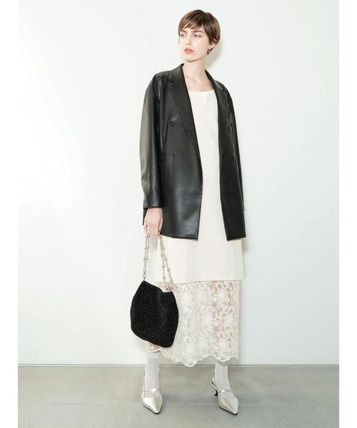 Te chichi(テチチ)の「ファブリックアソートオーバージャケット《2025spring catalog item》(ノーカラージャケット・レディース・ベージュ/ネイビー/ブラック・F)」の10枚目の写真