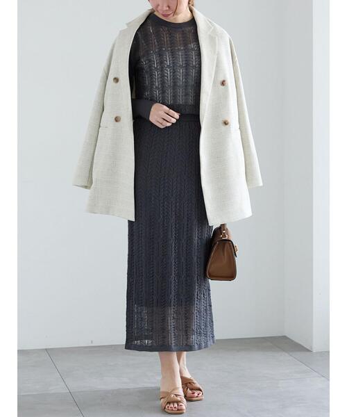 Te chichi(テチチ)の「ファブリックアソートオーバージャケット《2025spring catalog item》(ノーカラージャケット・レディース・ベージュ/ネイビー/ブラック・F)」の8枚目の写真