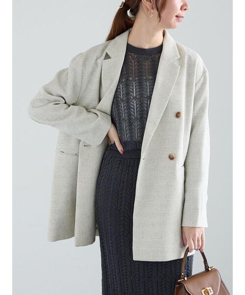 Te chichi(テチチ)の「ファブリックアソートオーバージャケット《2025spring catalog item》(ノーカラージャケット・レディース・ベージュ/ネイビー/ブラック・F)」の7枚目の写真