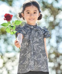 BeBe（ベベ）の「【お揃い】先染めチェックローズプリントフリルブラウス(90~160cm)（シャツ/ブラウス・キッズ）」