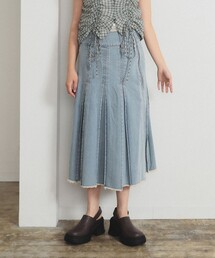 Ray BEAMS | デニム タック ミディアム スカート(デニムスカート)