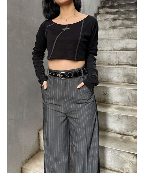 MURUA（ムルーア）の「スタッズフェイクレザーベルト（ベルト・レディース・ブラック・FREE）」の7枚目の写真