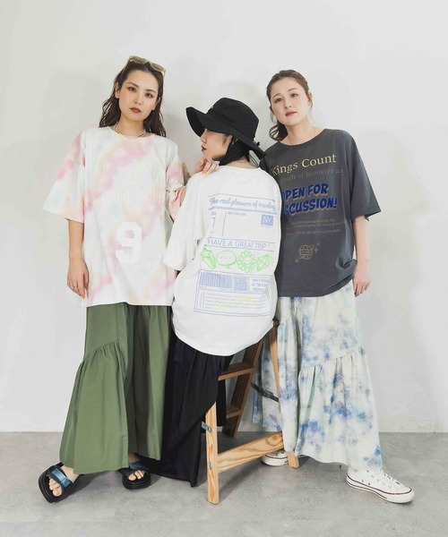 niko and...（ニコアンド）の「【MODE NORM CORE】タフトXプリントクルーTシャツ（Tシャツ/カットソー・レディース・オフホワイト/スモーク/ピンク・MEDIUM/LARGE）」の4枚目の写真