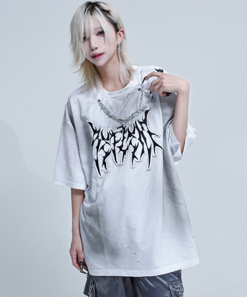 REFLEM/レフレム』チェーン付き顔料加工Tシャツ/ハーフスリーブ