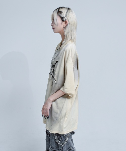 REFLEM/レフレム』チェーン付き顔料加工Tシャツ/ハーフスリーブ