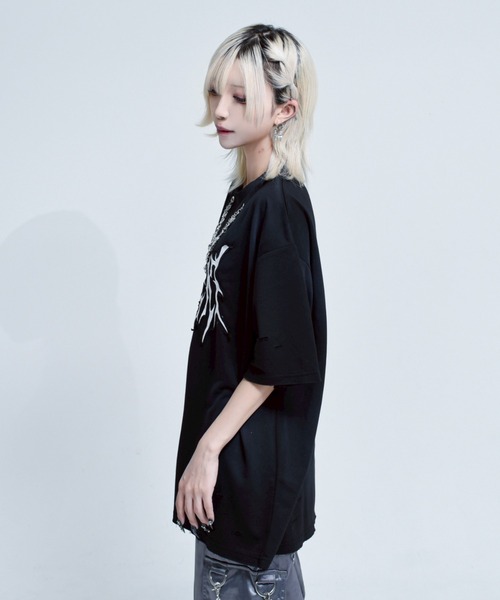 REFLEM/レフレム』チェーン付き顔料加工Tシャツ/ハーフスリーブ