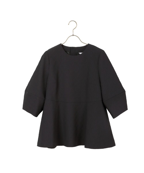 AOYAMA(アオヤマ)の「【UVカット・花粉対策】二の腕カバー!ふくれジャガード風ペプラムブラウス/ホワイト/ブラック|通勤&オフィス&入卒&セレモニー&オケージョン|自宅で洗える・撥水加工・セットアップ着用可|(シャツ/ブラウス・レディース・ブラック/ホワイト・M)」の14枚目の写真