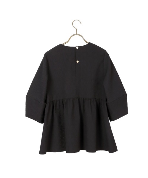 AOYAMA(アオヤマ)の「【UVカット・花粉対策】二の腕カバー!ふくれジャガード風ペプラムブラウス/ホワイト/ブラック|通勤&オフィス&入卒&セレモニー&オケージョン|自宅で洗える・撥水加工・セットアップ着用可|(シャツ/ブラウス・レディース・ブラック/ホワイト・M)」の15枚目の写真