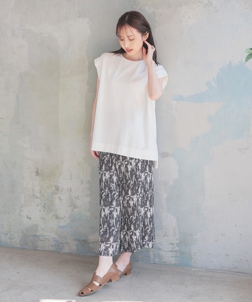 GLACIER lusso（グラシアルッソ）の「【接触冷感】肩タックフレンチ袖Ｔ（Tシャツ/カットソー・レディース・ブルーグリーン/スミクロ/ホワイト/オレンジ・S/M/L）」の14枚目の写真