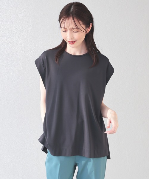 GLACIER lusso（グラシアルッソ）の「【接触冷感】肩タックフレンチ袖Ｔ（Tシャツ/カットソー・レディース・ブルーグリーン/スミクロ/ホワイト/オレンジ・S/M/L）」の20枚目の写真