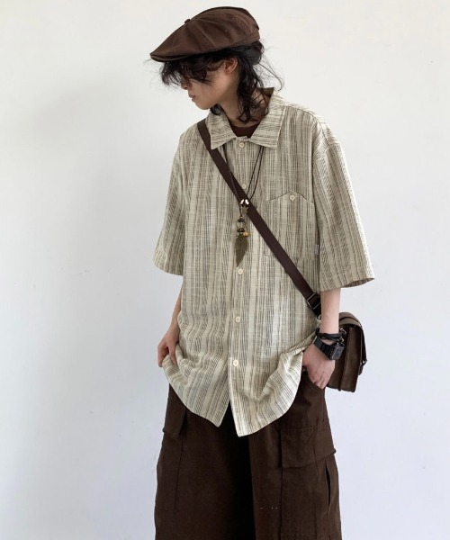 FreeZone(フリーゾーン)の「エスニック半袖シャツ(シャツ/ブラウス・メンズ・ベージュ・F)」の8枚目の写真