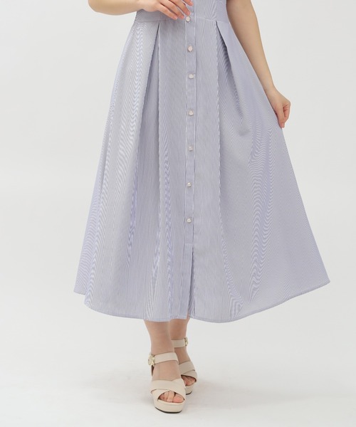 TRUDEA（トルディア）の「バルーンスリーブシャツワンピース（ワンピース・レディース・ネイビー/ホワイト×ブルー/ピンクベージュ/ブラウン・MEDIUM/LARGE）」の13枚目の写真