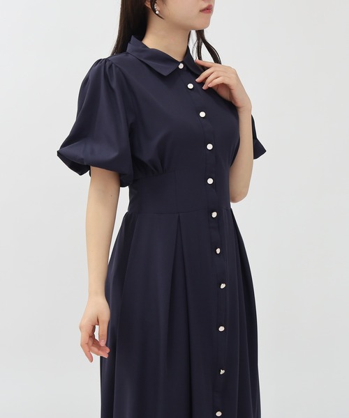 TRUDEA（トルディア）の「バルーンスリーブシャツワンピース（ワンピース・レディース・ネイビー/ホワイト×ブルー/ピンクベージュ/ブラウン・MEDIUM/LARGE）」の21枚目の写真