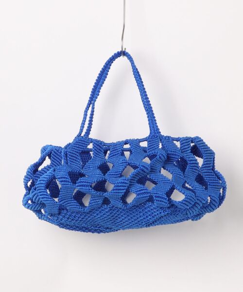 UNBILLION（アンビリオン）の「アフリカンスクエアー AFRICANSQUARE / ナイロンバッグ ジグザグ編み 2本ハンドル（トートバッグ・レディース・ブルー・FREE）」の5枚目の写真