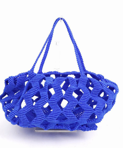 UNBILLION（アンビリオン）の「アフリカンスクエアー AFRICANSQUARE / ナイロンバッグ ジグザグ編み 2本ハンドル（トートバッグ・レディース・ブルー・FREE）」の2枚目の写真