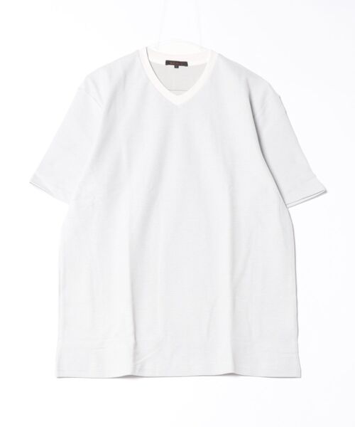 m.f.editorial(エムエフエディトリアル)の「【綿混】m.f.エディトリアル メンズ メランジ 裏ボーダー Vネック 半袖 Tシャツ(Tシャツ/カットソー・メンズ・ネイビー/アイボリー/ターコイズブルー・MEDIUM/LARGE/X-LARGE)」の10枚目の写真