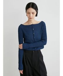 MIESROHE（ミースロエ）の「ｽｸｴｱﾊﾟﾀｰﾝﾆｯﾄｶｰﾃﾞｨｶﾞﾝ（カーディガン