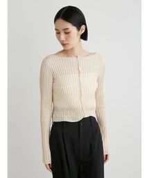 MIESROHE ミースロエ　パターンスクエアニットカーディガン　黒 スクエアパターンニットCD(カーディガン)｜ルームウェア