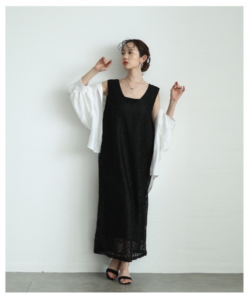 Sawa a la mode（サワアラモード）の「レース編みロングワンピース（ワンピース・レディース・ブラック/ホワイト・FREE）」の11枚目の写真