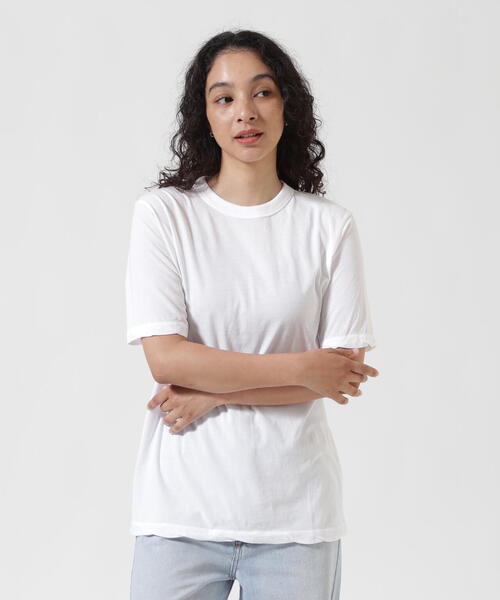ATON(エイトン)の「ATON (エイトン) FRESCA SINGLE JERSEY/SATNDARD T-SHIRT(Tシャツ/カットソー・レディース・ホワイト/ベージュ/ピンク系その他3/ブルー系その他3/モスグリーン・2)」の10枚目の写真