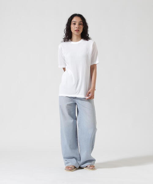 ATON(エイトン)の「ATON (エイトン) FRESCA SINGLE JERSEY/SATNDARD T-SHIRT(Tシャツ/カットソー・レディース・ホワイト/ベージュ/ピンク系その他3/ブルー系その他3/モスグリーン・2)」の11枚目の写真