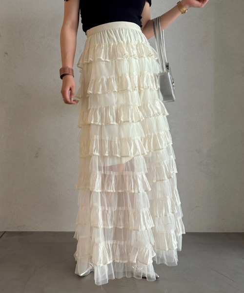 efill(エフィル)の「ボリューム ティアード チュール スカート(スカート・レディース・アイボリー・FREE)」の5枚目の写真