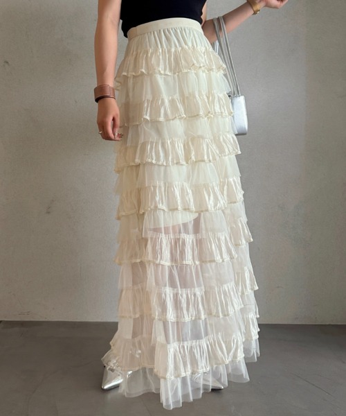 efill(エフィル)の「ボリューム ティアード チュール スカート(スカート・レディース・アイボリー・FREE)」の14枚目の写真