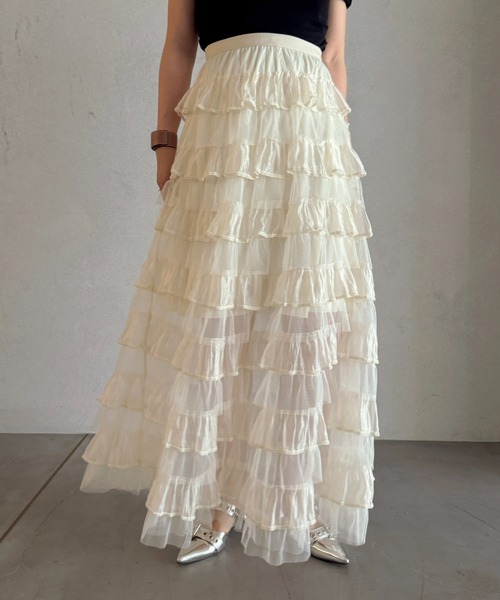 efill(エフィル)の「ボリューム ティアード チュール スカート(スカート・レディース・アイボリー・FREE)」の13枚目の写真