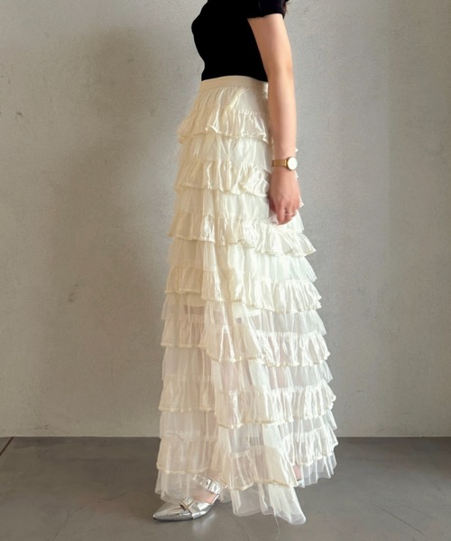 efill(エフィル)の「ボリューム ティアード チュール スカート(スカート・レディース・アイボリー・FREE)」の8枚目の写真