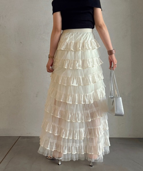efill(エフィル)の「ボリューム ティアード チュール スカート(スカート・レディース・アイボリー・FREE)」の12枚目の写真