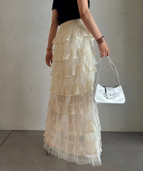 efill(エフィル)の「ボリューム ティアード チュール スカート(スカート・レディース・アイボリー・FREE)」の11枚目の写真